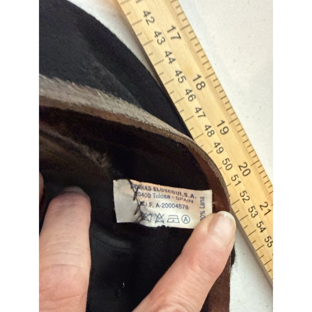 Vintage Elosegui Super Lujo Basque Beret Black Wool Felt Hat Spain Size 7 56cm - Picture 8 of 10